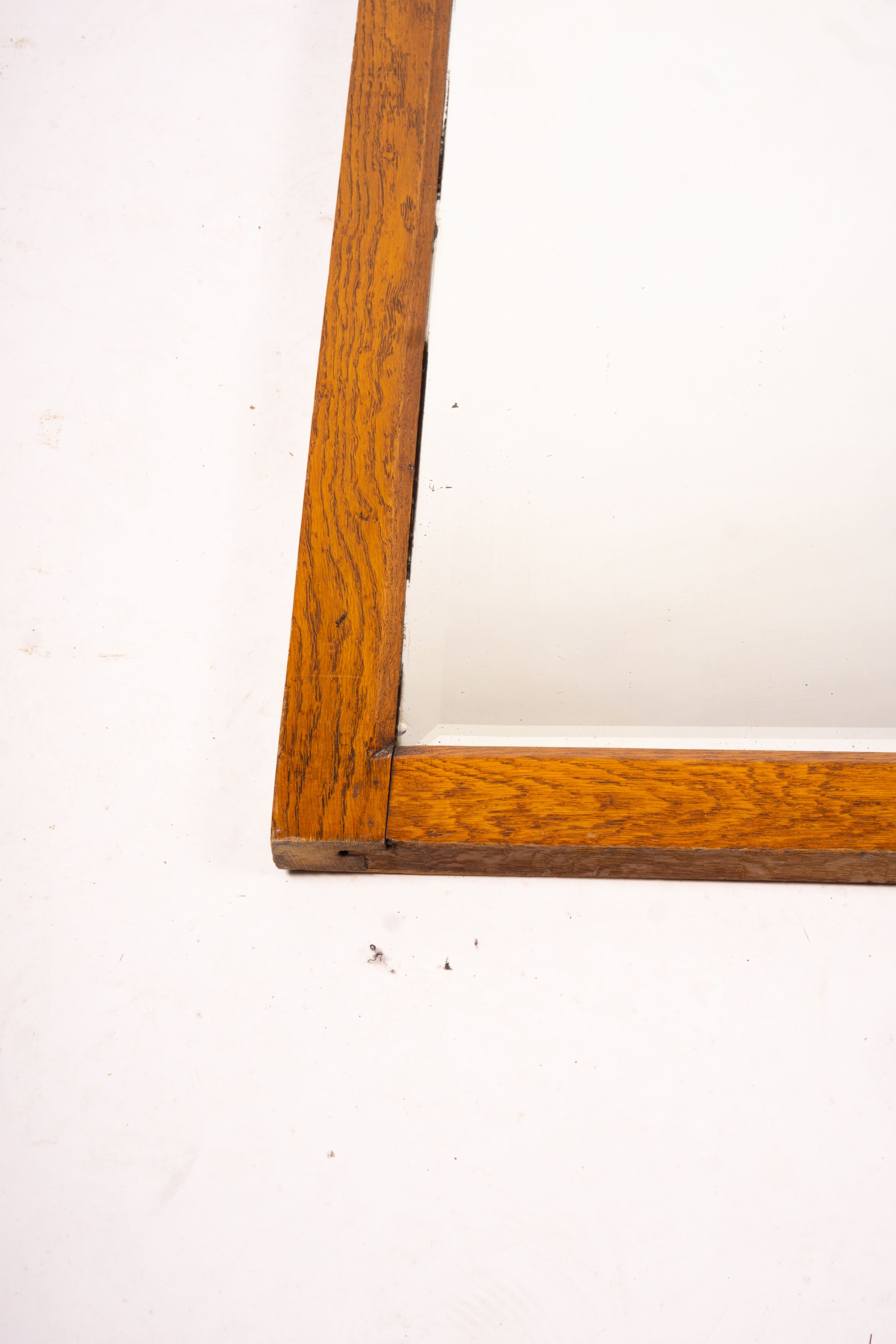 A late Victorian rectangular oak overmantel mirror, width 118cm, height 93cm